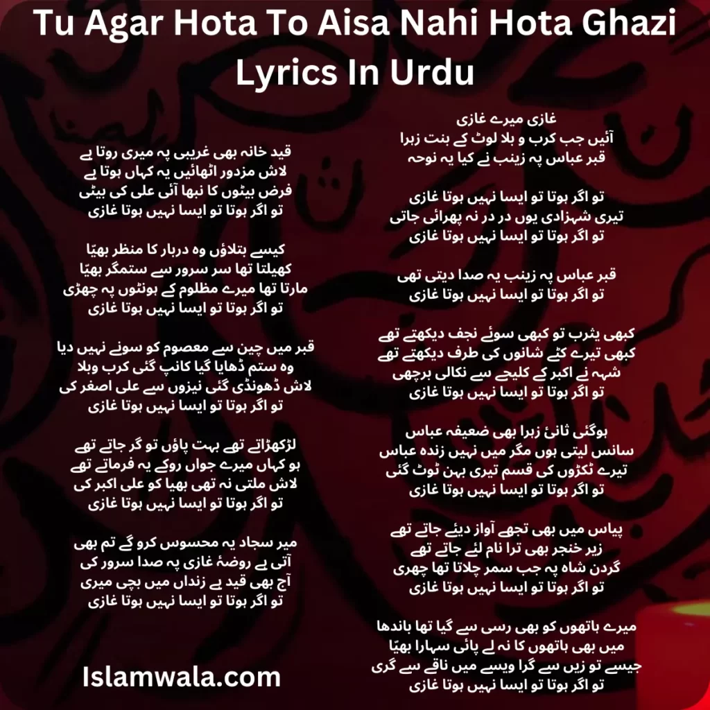 Tu Agar Hota To Aisa Nahi Hota Ghazi Lyrics In Urdu