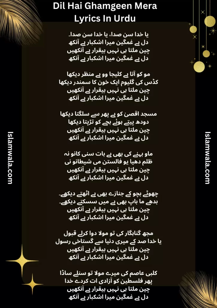 Dil Hai Ghamgeen Mera Lyrics In Urdu
