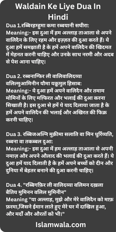 Waldain Ke Liye Dua In Hindi